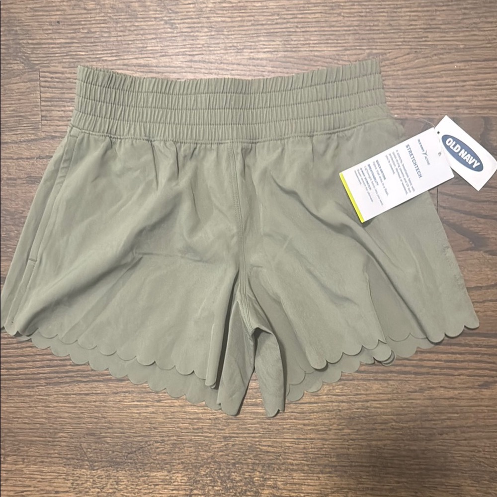 Old Navy Kids Olive Scallop Hem Shorts